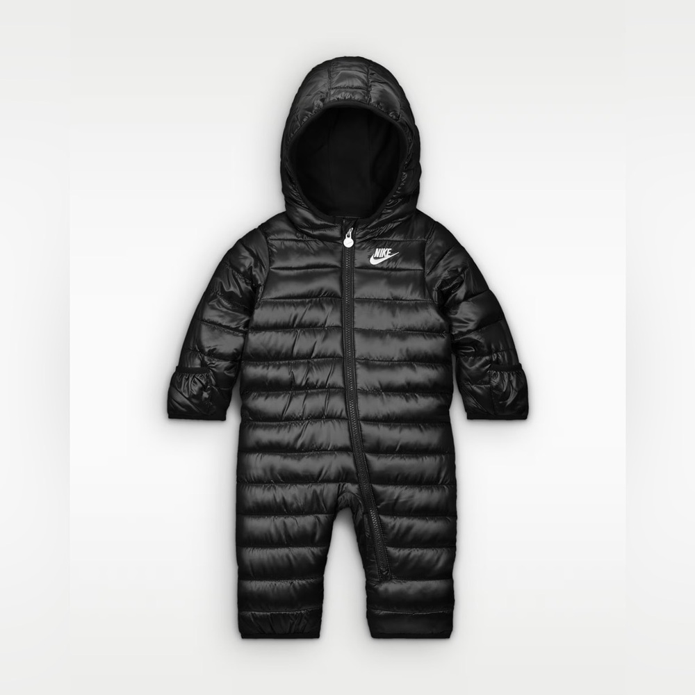 Nike Black Hooded Puffer One-Piece Infant Snowsuit